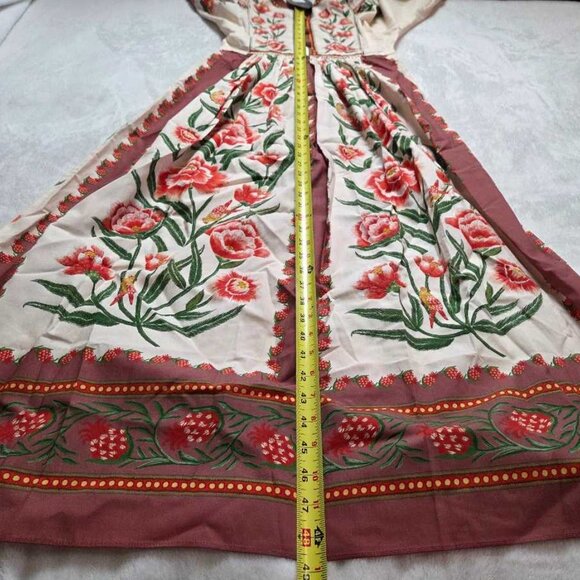 New XXS Farm Rio x Anthropologie puff-sleeve printed midi dress - Picture 11 of 11